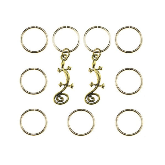 Hair rings 9 stuks met 2 bedels salamander goudkleurig