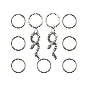 Hair rings 9 stuks met 2 bedels slang zilverkleurig