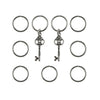 Hair rings 9 stuks met 2 bedels sleutel zilverkleurig