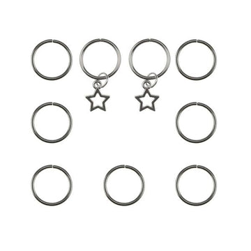 Hair rings 9 stuks met 2 bedels ster zilverkleurig