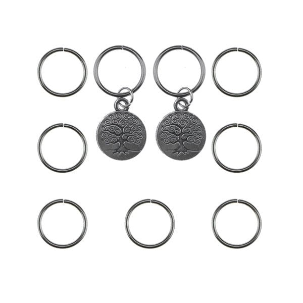 Hair rings 9 stuks met 2 bedels tree of life