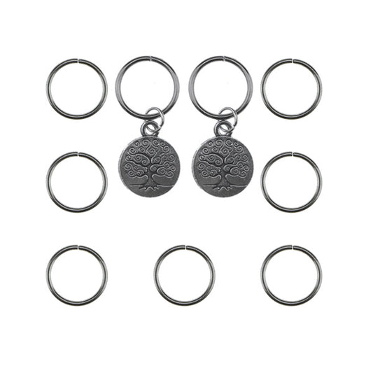 Hair rings 9 stuks met 2 bedels tree of life