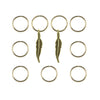 Hair rings 9 stuks met 2 bedels veer goudkleurig