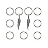 Hair rings 9 stuks met 2 bedels veer zilverkleurig