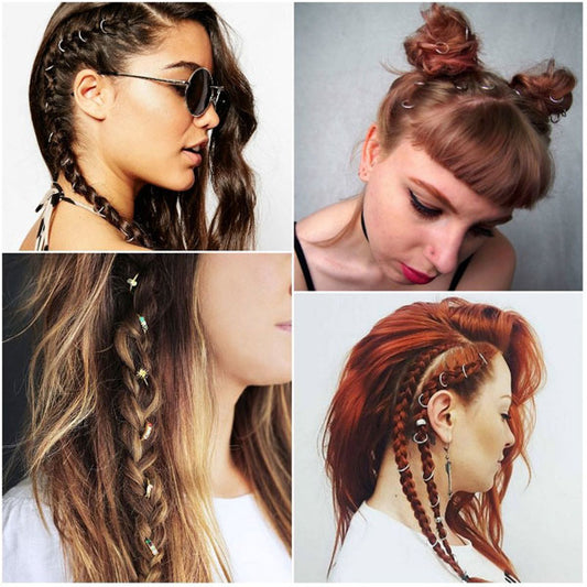 Hair rings 9 stuks met 2 bedels tree of life