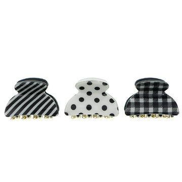 Haarklemmetjes zwart wit patronen 3 stuks