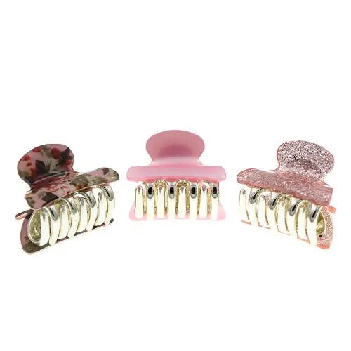 Roze haarklemmetjes met bloem en glitter voor dun haar.