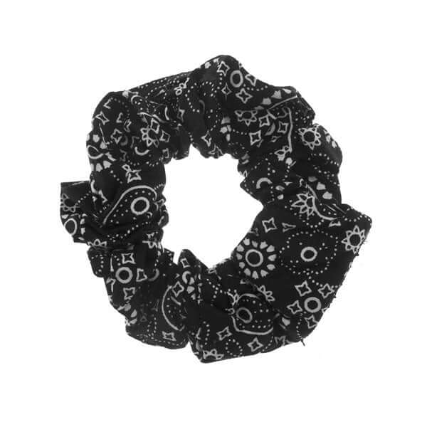 Scrunchie zwart met wit motief