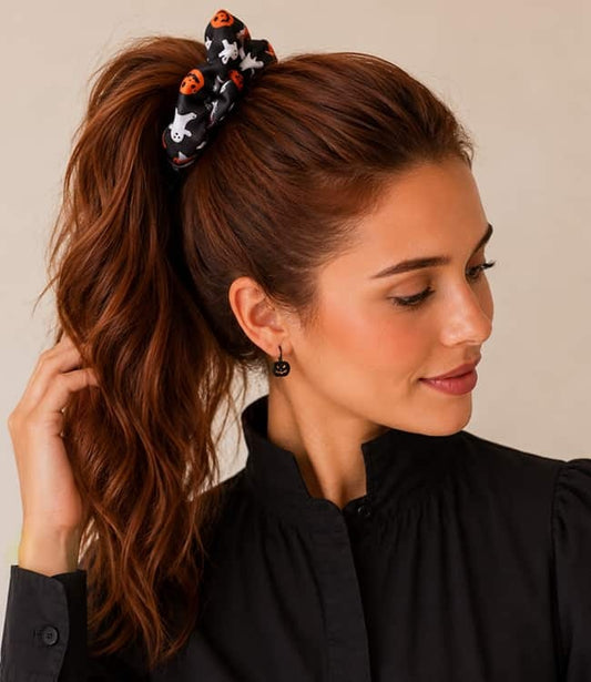 Scrunchie Halloween pompoen