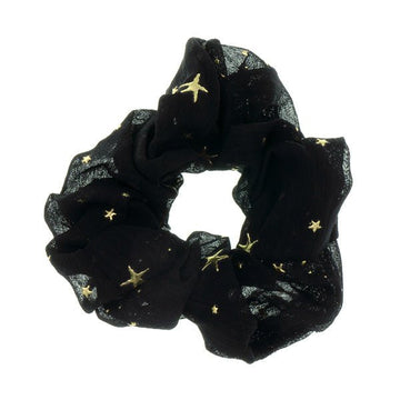 Scrunchie zwart goudkleurige sterren