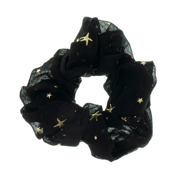Scrunchie zwart goudkleurige sterren
