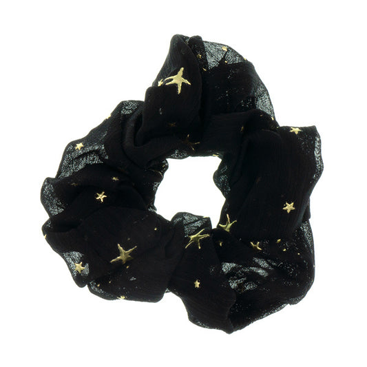 Scrunchie zwart goudkleurige sterren