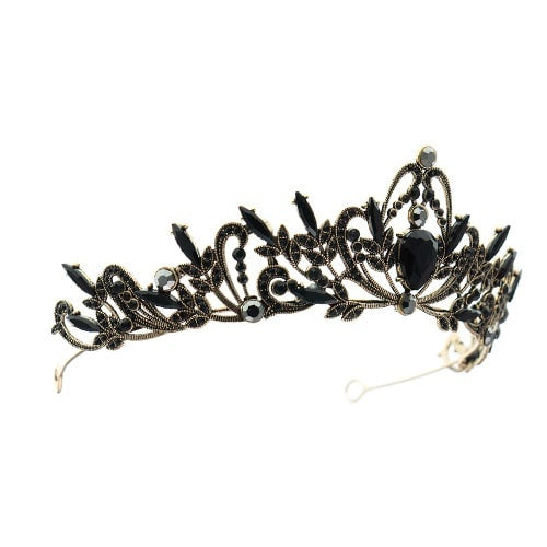 Tiara sierlijke vormen goudkleurig zwart