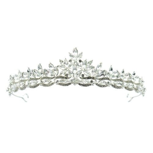 Tiara zilverkleurig facet leaves