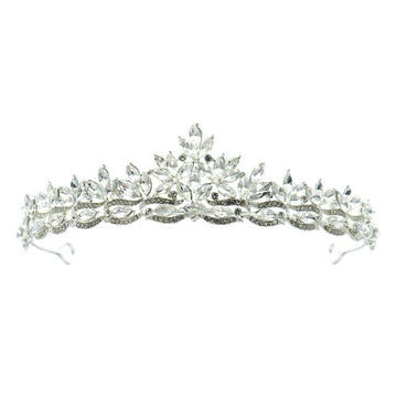 Tiara zilverkleurig facet leaves