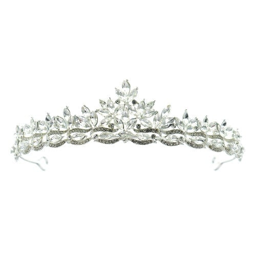 Tiara zilverkleurig facet leaves