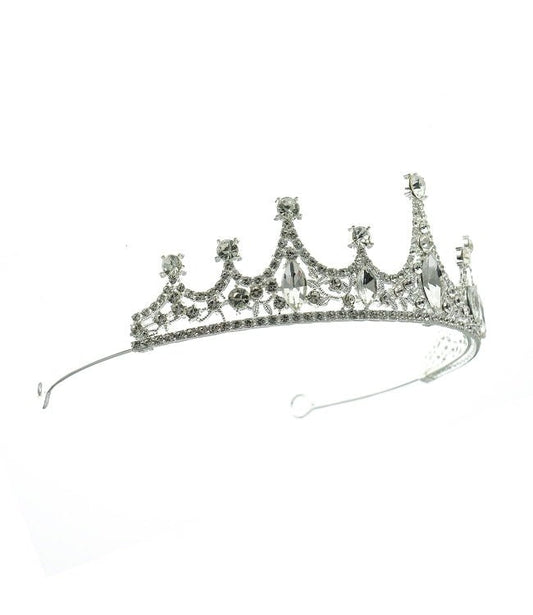 Tiara zilverkleurig kroonjuweel van zijkant