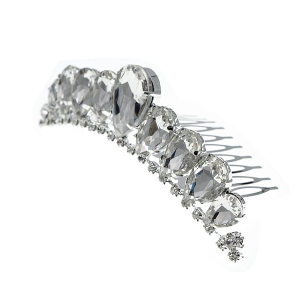 Tiara zilverkleurig mini met haarkam facet