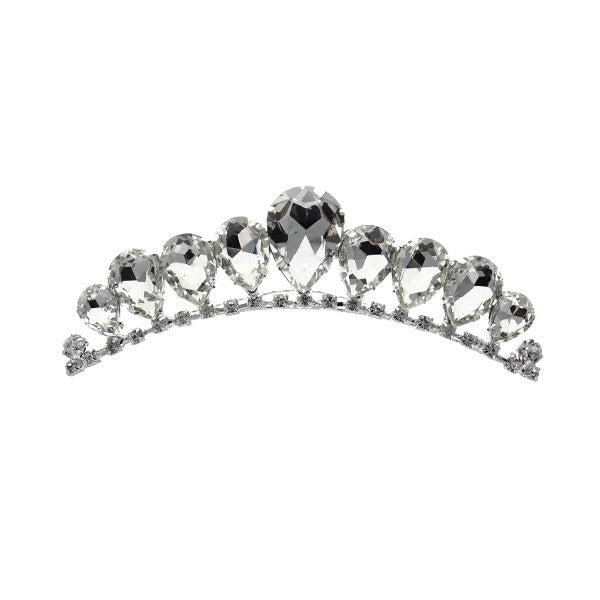Tiara zilverkleurig mini met haarkam facet