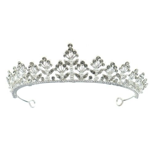 Tiara zilverkleurig parelpracht