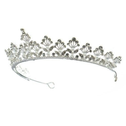 Tiara zilverkleurig parelpracht