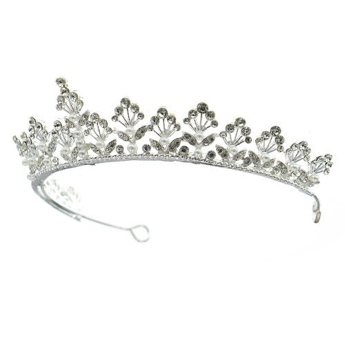 Tiara zilverkleurig parelpracht