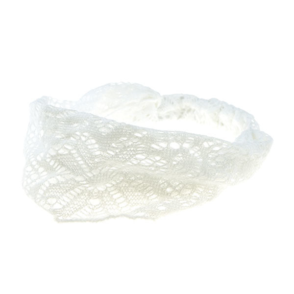 Witte haarband met kant elastisch